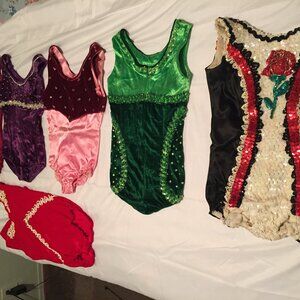 Vintage Handmade Sequined  Dance Pageant Costumes Lot of 6 Velour Various Sizes